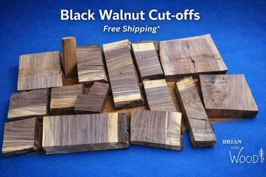 Black walnut cut-offs - Free Shipping- Box of unfinished black walnut random sizes