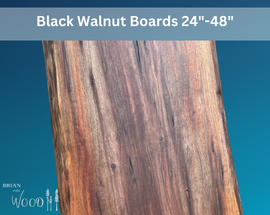 Black Walnut Boards 24"-48” in length, approx. 1" thick with live edge and various widths: Unique and Beautiful Wood for Your DIY Projects