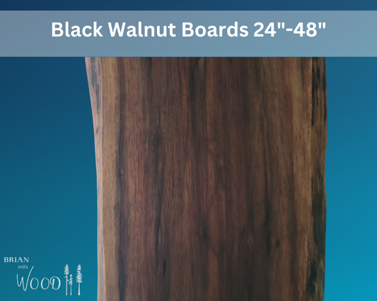 Black Walnut Boards 24"-48” in length, approx. 1" thick with live edge and various widths: Unique and Beautiful Wood for Your DIY Projects