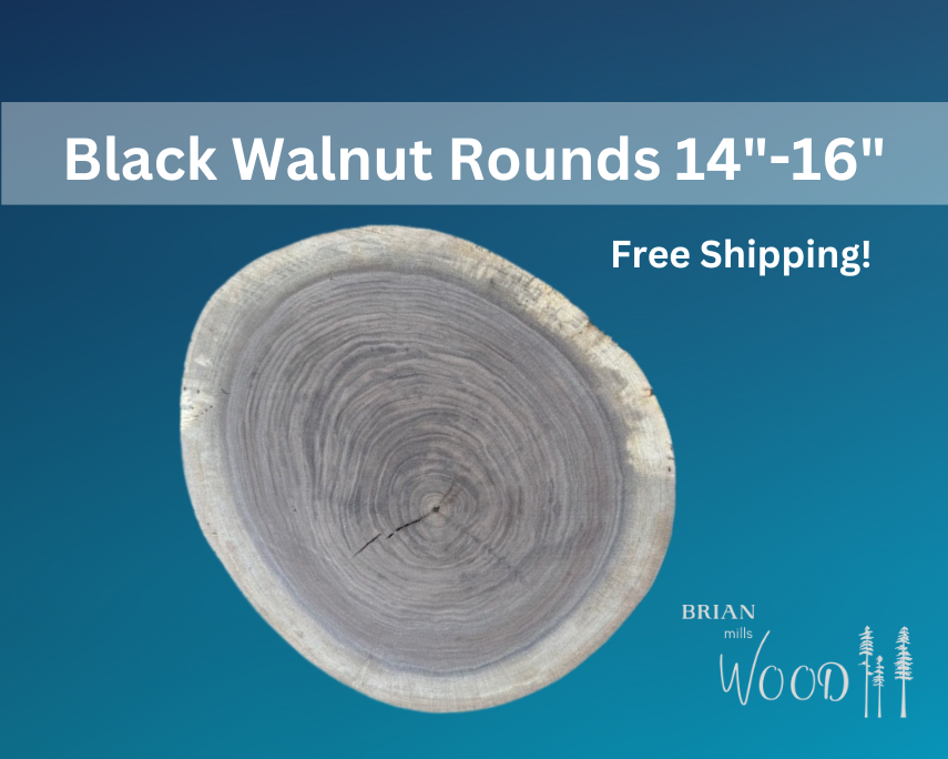 Black walnut- 14"-16” rounds-Free Shipping- live edge, kiln dried